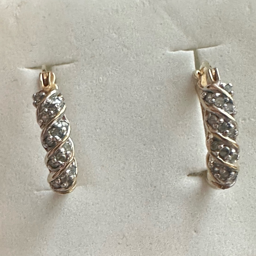 10k Gold Diamond Hoop Earrings